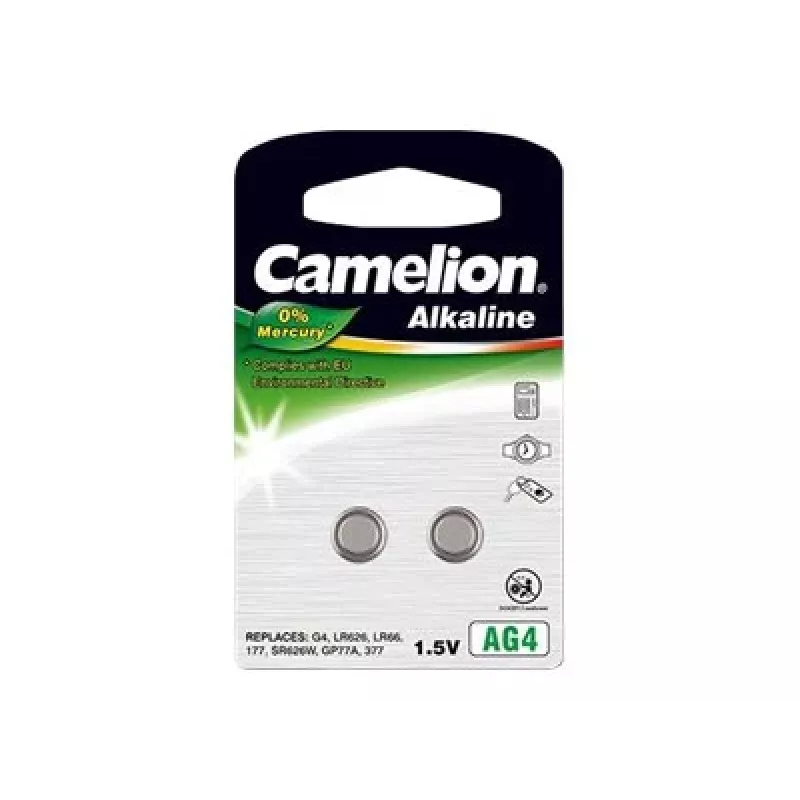 Bateria guzikowa CAMELION AG4 / LR66 / LR626 / 377 alkaliczna — 1,5 V, 2 szt.