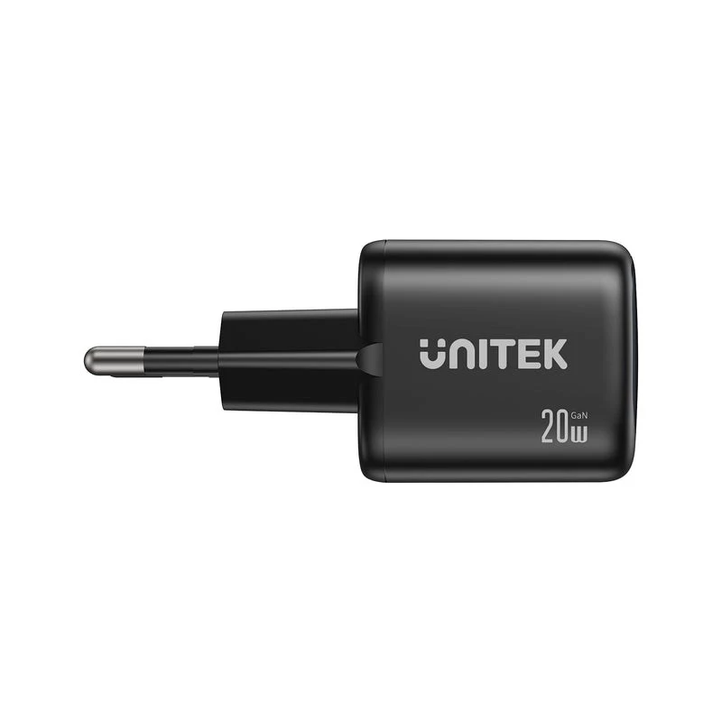Ładowarka sieciowa Unitek P1128ABK01-EU — 2-portowa GaN USB‑C i USB‑A, łączna moc 20 W, czarna