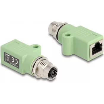 DeLOCK 60681 M12 RJ45 zielony łącznik M12 RJ45 pozłacane styki
