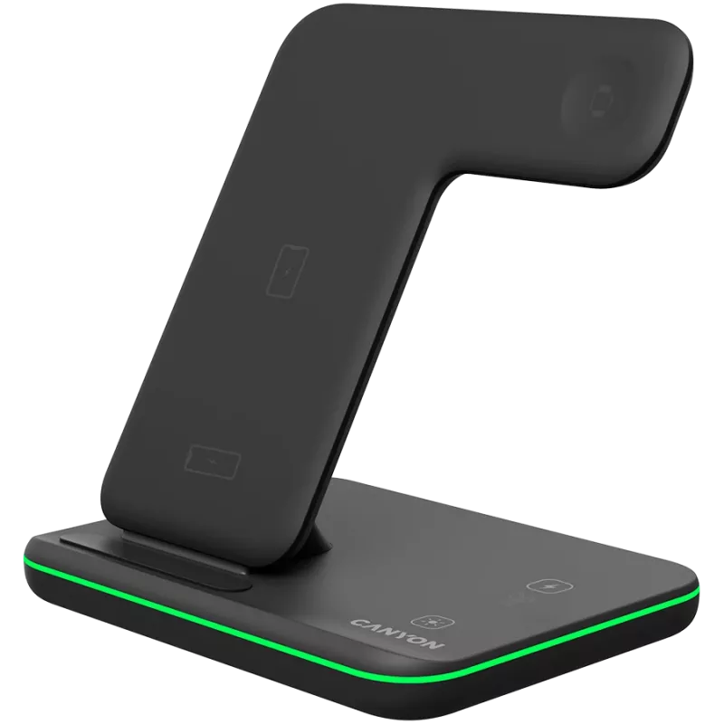 Stacja ładująca Canyon Wireless Charger Dock 3in1 QI dla Apple 15W czarna detal