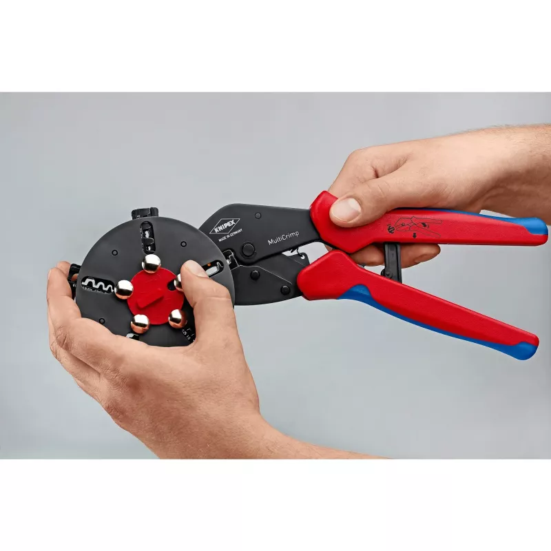 Knipex 97 33 02 zaciskarka do kabli Narzędzie do zaciskania niebieski, czerwony