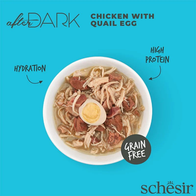 Mokra karma dla kota Agras Pet Foods Schesir after Dark Complete Brühe 80 g — kurczak, bezglutenowa, dla dorosłych kotów