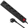 Listwa zasilająca MACLEAN MCE195G 6-gniazdowa, kabel 5 m, czarna