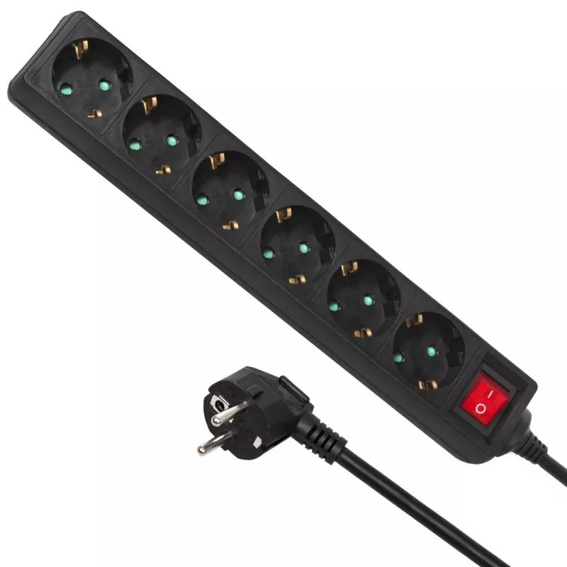 Listwa zasilająca MACLEAN MCE195G 6-gniazdowa, kabel 5 m, czarna