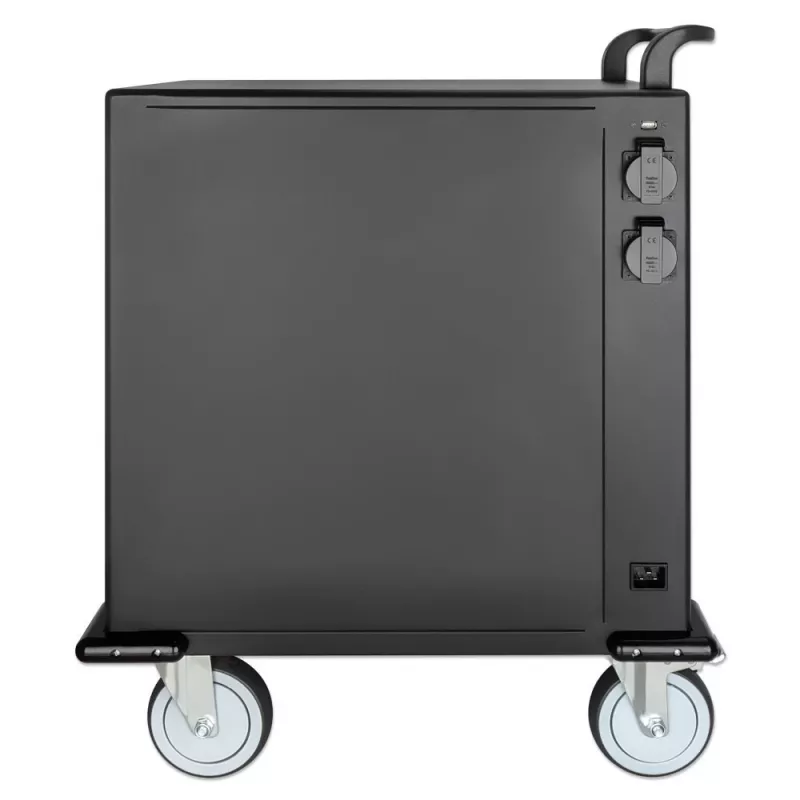 Manhattan Wózek/Stacja ładująca USB-C na 32 urządzenia, do iPad do 13 inch, MacBook Air do 13 inch i Chromebook do 14 inch, oraz innych tabletów/smartfonów (z kablem urządzenie-USB-C), przegrody 330x22x235mm, kable do ładowania urządzeń nie są dołączone (zalecany kab