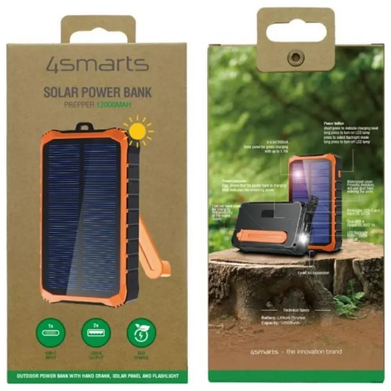 Powerbank Propper Solar 12000mAh szary