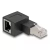 DeLOCK Adapter wtyk RJ45 na gniazdo RJ45 kat.6A 90° lewoskrętny Czarny