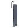 Gembird A-CM-COMBO9-01 USB Type-C 9-w-1 adapter wieloportowy (hub USB + HDMI + VGA + PD + czytnik kart + LAN + audio 3,5 mm), kolor szary