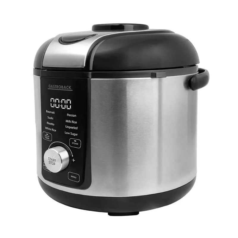 Rice cooker GASTROBACK Rice Control Low Carb & Steam, 3 L, 450 W, czarny/stal nierdzewna