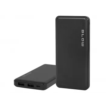 Przenośny powerbank BLOW PB10A 10000mAh bateria polimerowa, 2x wyjścia USB-A, 22,5W łącznie, wejście Micro‑USB, czarny