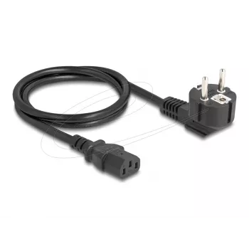 Kabel zasilający DELOCK CEE 7/7 (E+F) do IEC C13 90° kątowa wtyczka, 1 m, H05VV-F 3x1,00 mm², czarny