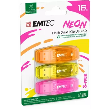 Pendrive Emtec C-410 - USB 2.0 - 16 GB - NEON (ECMMD16GC410P3NEO)