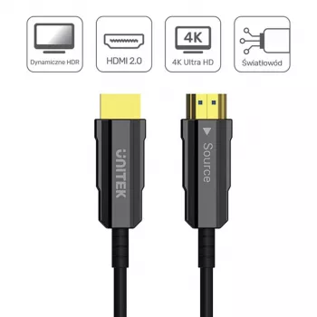 HDMI optyczny kabel Unitek C11092ASL01 4K 60Hz (HDMI 2.0, 20 m, męski-męski, czarny)