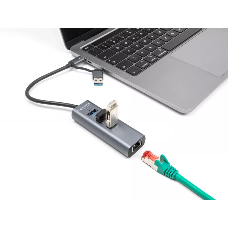 DeLOCK 64282 stacja dokująca do laptopa i replikator portów Przewodowy USB 3.2 Gen 1 (3.1 Gen 1) Type-C Szary (64282)
