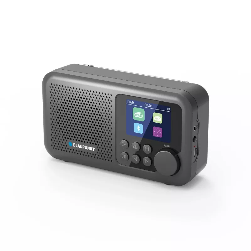 Radio z budzikiem BLAUPUNKT DR8BK — cyfrowy budzik z FM/DAB+, Bluetooth 5.3, 2 W, 1800 mAh, ładowanie USB, czarny