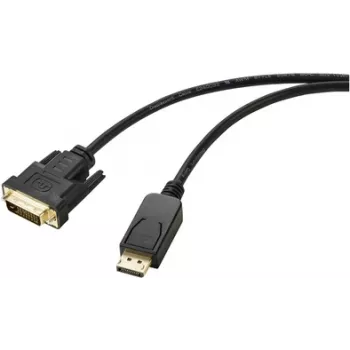 Kabel przejściowy Renkforce DisplayPort / DVI Wtyk DisplayPort, DVI-D 24+1-styk. Wtyk 1,80 m Czarny RF-5771518 Kabel DVI w osłonie PVC (RF-5771518)