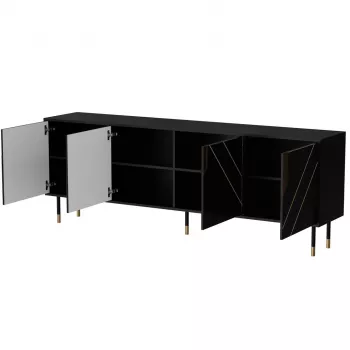 Chest of drawers cama meble Cama 4D MOUNTAIN 204x40x72 cm — Czarny & gold, MDF/particle board