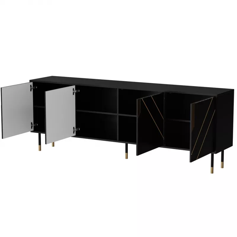 Chest of drawers cama meble Cama 4D MOUNTAIN 204x40x72 cm — Czarny & gold, MDF/particle board