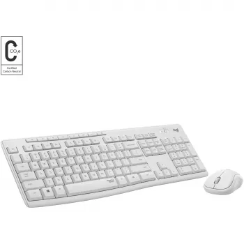 Zestaw Logitech MK295 Cicha Klawiatura i Mysz, Biały, Bezprzewodowy przez Odbiornik USB, Szwajcarski, 920-009872