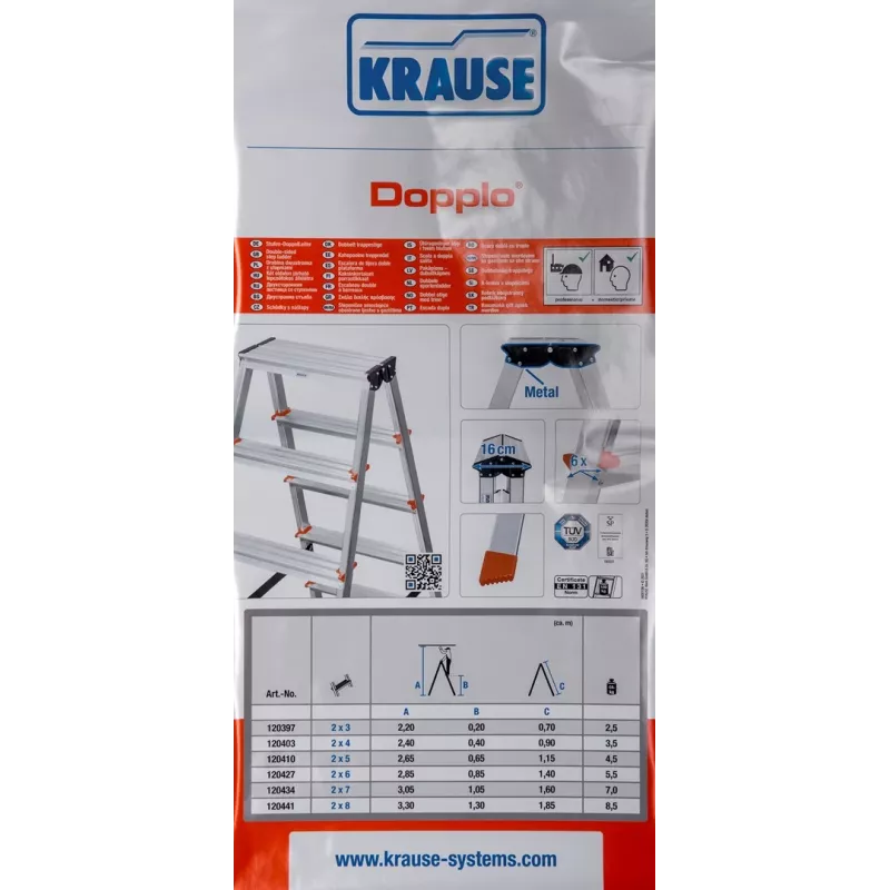 Krause Dopplo dwustronna drabina schodkowa srebrna