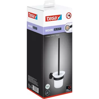 Tesa MOON Czarny - Szczotka do WC & Uchwyt - Czarny - Biały - Szkło - Metal - 112 mm - 145 mm
