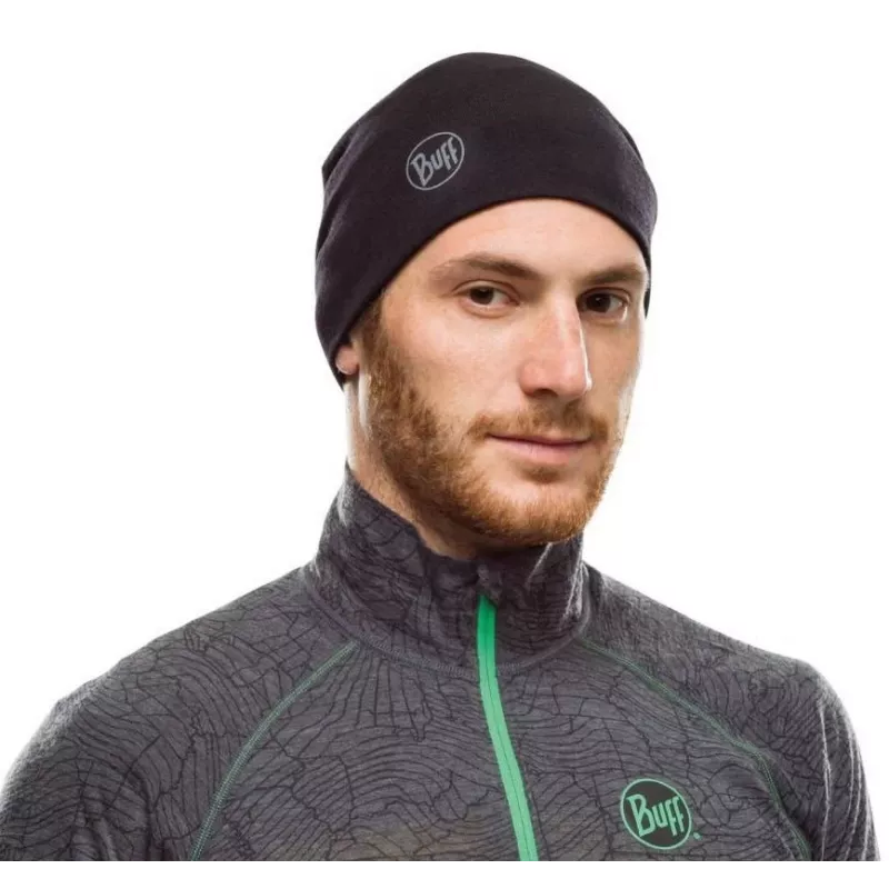 Czapka beanie Buff Merino Midweight — Solid Czarny, jeden rozmiar, wełna merino, jesień/zima, sport