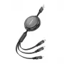 3-w-1 wysuwany kabel FONENG X113 1,1 m czarny — Lightning, USB-C, Micro-USB