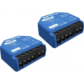 Inteligentny przełącznik Shelly 1 Gen3, bezprzewodowy, 240 V AC, obudowa z tworzywa sztucznego, 42×16×37 mm, opakowanie 2 szt.