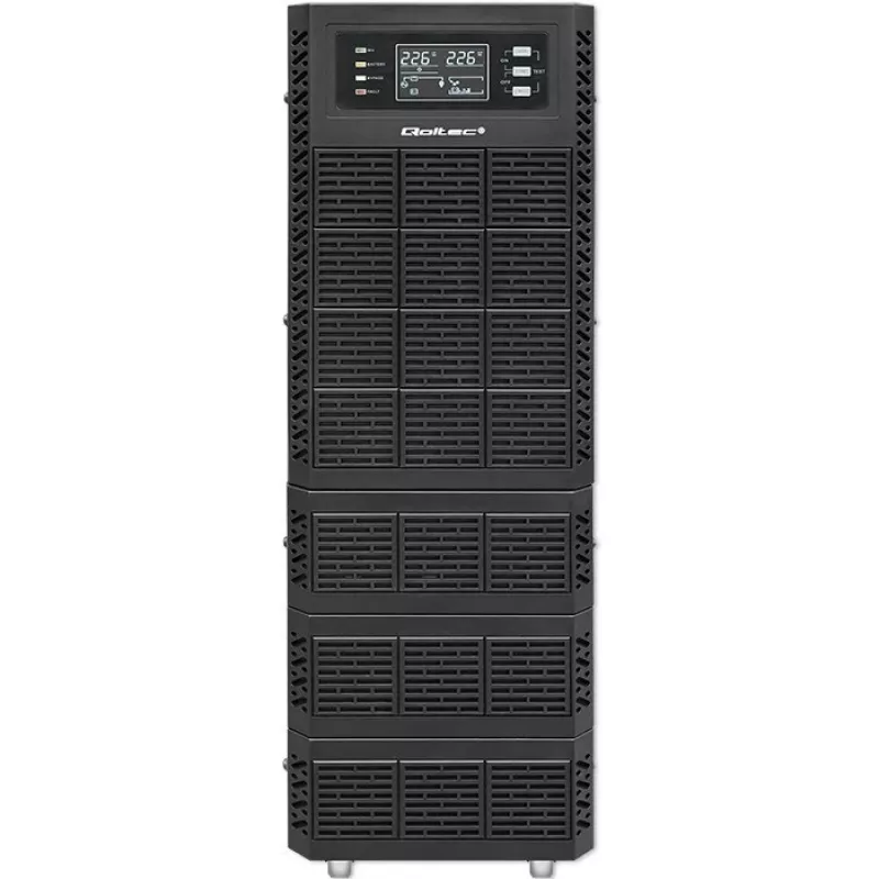 Qoltec 52284 Zasilacz awaryjny UPS | 10kVA | 10000W | Współczynnik mocy 1.0 | LCD | EPO | USB | On-line