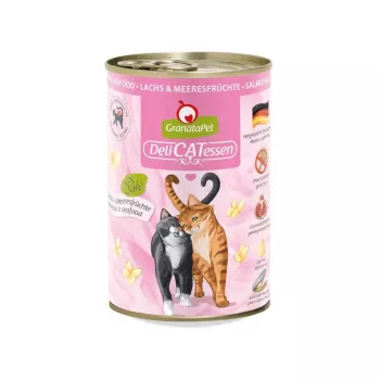 Mokra karma dla kota Fox4Pets GranataPet DeliCATessen łosoś i owoce morza 400 g — bezzbożowa, pełnoporcjowa dieta dla dorosłych kotów