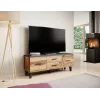 Szafka TV Cama Meble LOTTA 140 cm — rama wotan dąb, czarny blat z płyty wiórowej, 1400×400×530 mm