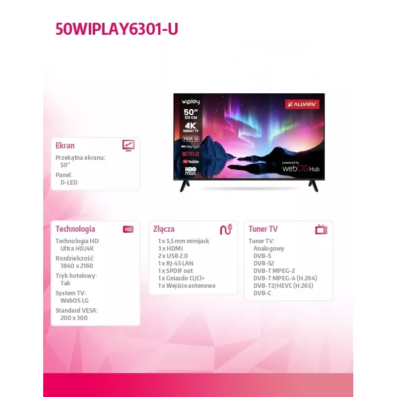 TV LED 50 cali 50WIPLAY6301-U