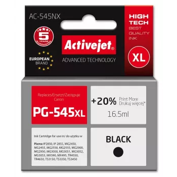 Kaseta atramentowa ActiveJet AC-545NX Czarny kompatybilny z Canon PG-545XL, wysoka wydajność XL 16,5 ml, atrament pigmentowy