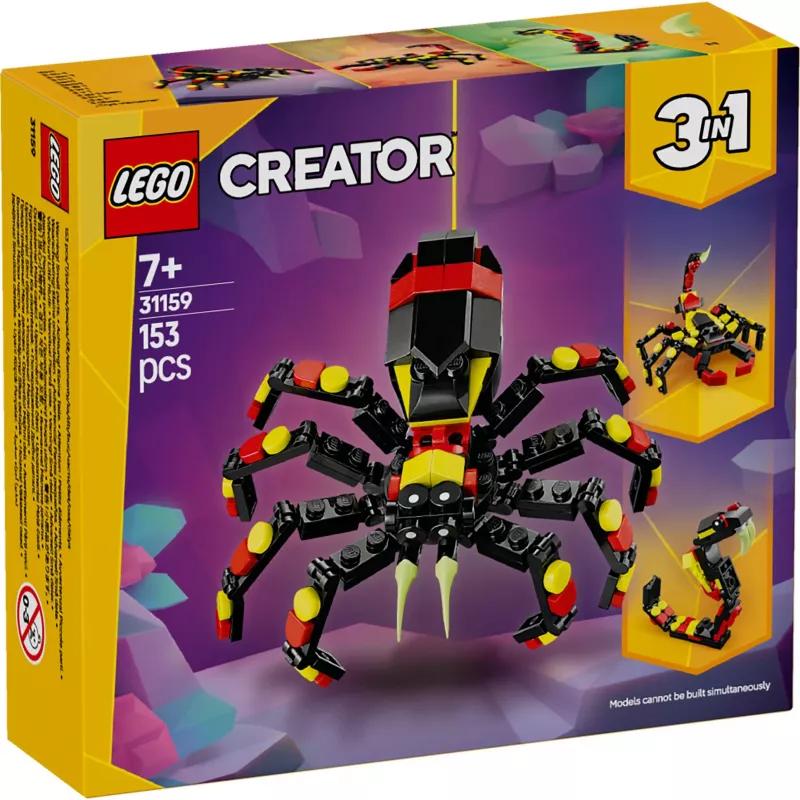 LEGO Creator 3-w-1 budowalny model pająka 31159 — 153 części, wiek 7+, 110×150×50 mm