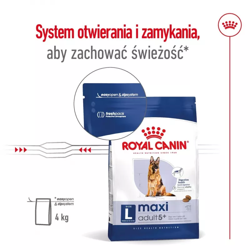 Sucha karma dla psa Royal Canin Maxi Adult 5+ 15 kg — kurczak, białko 26%, tłuszcz 17%