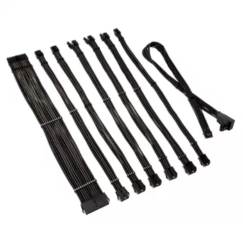 Zestaw kabli/adapterów Kolink Core Pro — przedłużenie w oplocie 12V-2x6 Typ 2 — Jet Czarny/Gunmetal