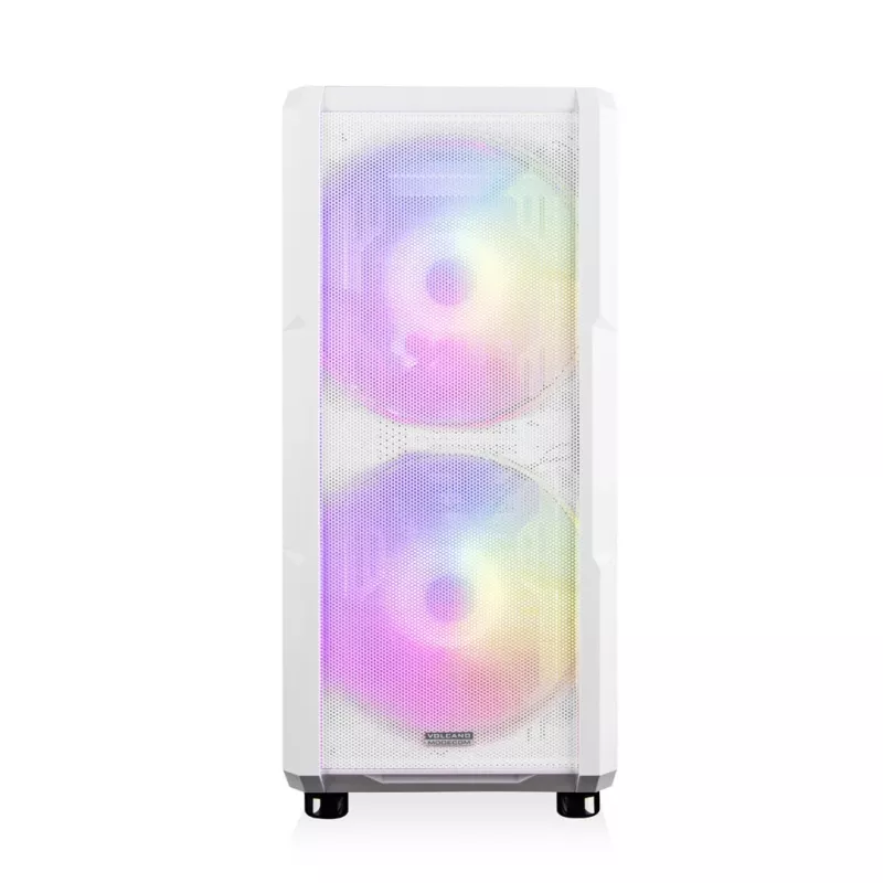 Obudowa PC MODECOM AMIRANI ARGB Midi Tower Biała — ATX/ITX, 35 cm GPU, 16.5 cm cooler CPU, 2x200 mm wentylatory