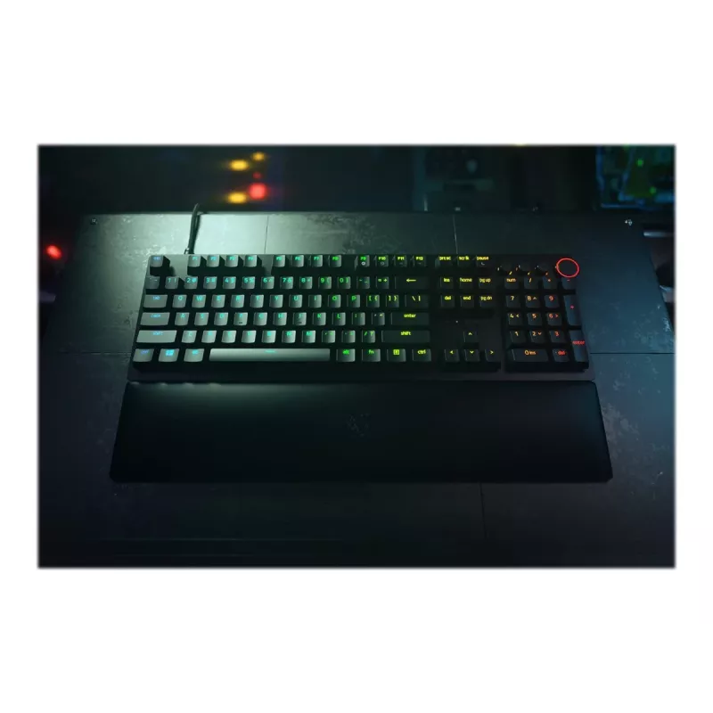 Przewodowa klawiatura gamingowa Razer Huntsman V2 — klikające przełączniki optyczne fioletowy, podświetlenie RGB LED