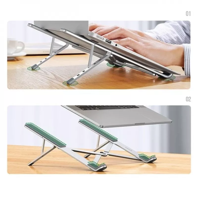 Podstawka pod laptop UGREEN LP451 regulowana stop aluminium na laptopy 8–17 cali, 5 pozycji, srebrna