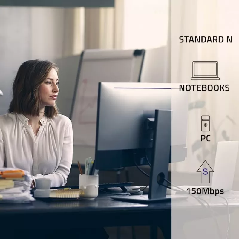 Bezprzewodowy mini adapter USB Wi-Fi QOLTEC 57007 — jednopasmowy 2.4 GHz, do 150 Mbps, antena wewnętrzna