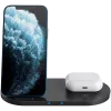Ładowarka bezprzewodowa Dock 2w1 QI 10W/USB-C/LED czarna
