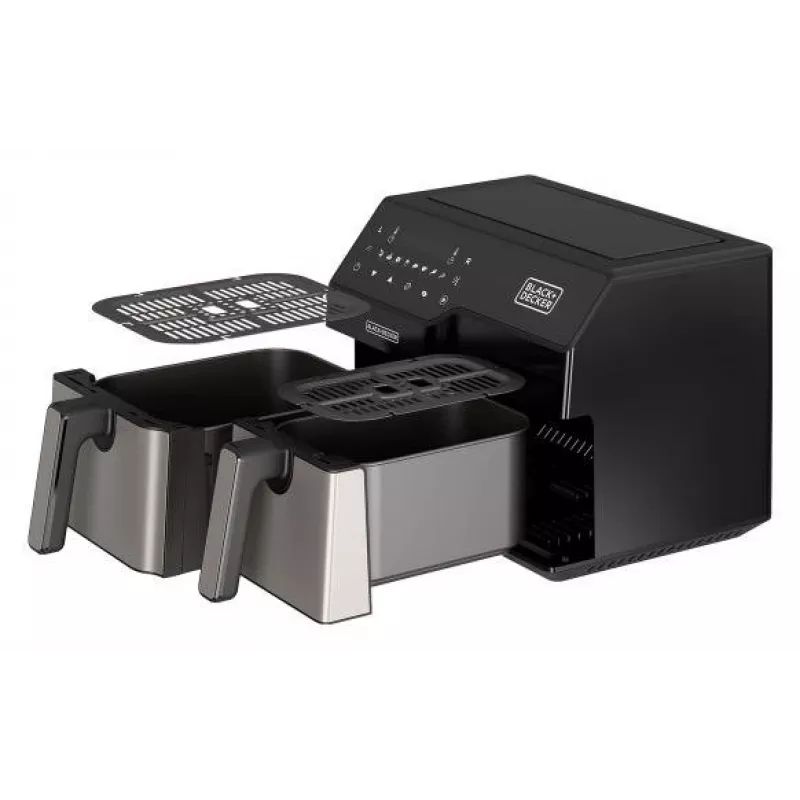 Frytkownica na gorące powietrze Black & Decker BXAF9000E Dual Basket 9 l, 2500 W, 80–200 °C, 2 kosze, 8 programów