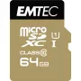 EMTEC Gold+ - Karta pamięci flash (z adapterem SD) - 64GB - Klasa 10 - microSD - Złota (ECMSDM64GXC10GP)