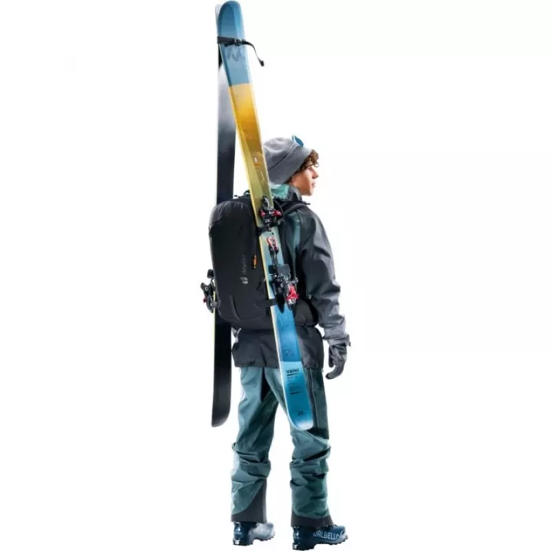 Plecak DEUTER Freerider Pro 34+ — techniczny plecak do freeride'owych wypraw narciarskich, 34 L, czarny, uchwyt na kask, pas biodrowy