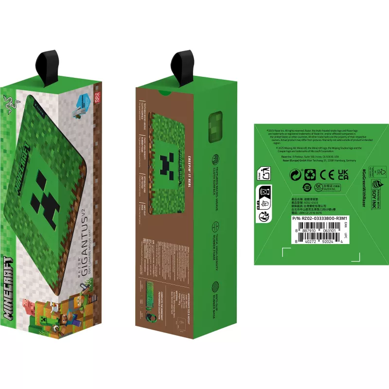 Podkładka pod mysz Razer Gigantus V2 Medium Minecraft Edition — teksturowana powierzchnia, gumowa podstawa, średni rozmiar