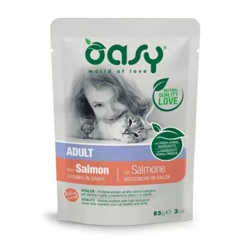 Oasy Chunks in gravy Adult Salmon 85g