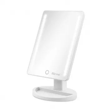 Lustro stojące do makijażu Girmi BE04 — prostokątne, powiększenie 1x, białe LED, USB/4×AA, obrót 180°