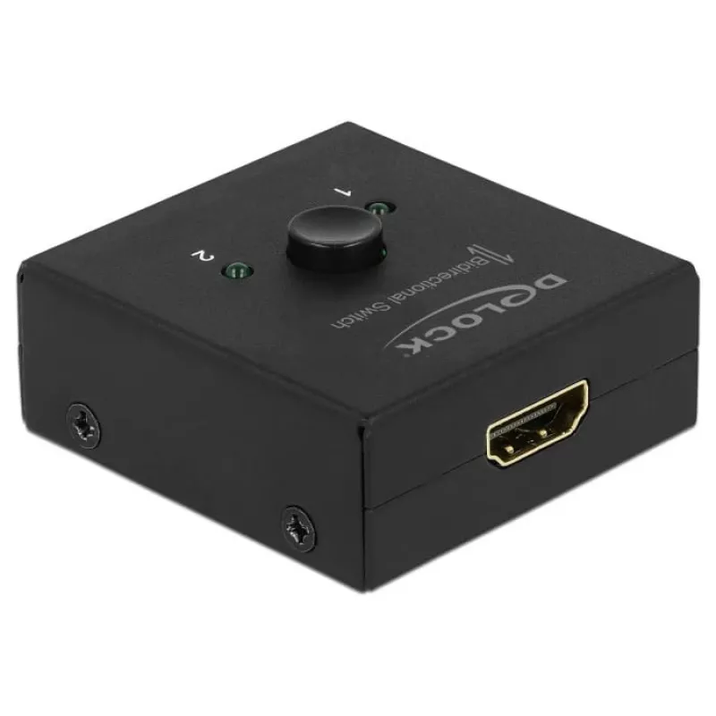 DeLock HDMI 2 - 1 dwukierunkowy 4K 60 Hz kompaktowy – pudełko detaliczne – przełącznik wideo/audio – 2 x HDMI – komputer stacjonarny (64072)