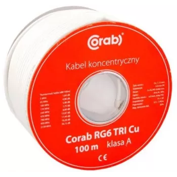 KABEL KONCENTRYCZNY RG6 TRI Cu CORAB (szpula 100 m) klasa A