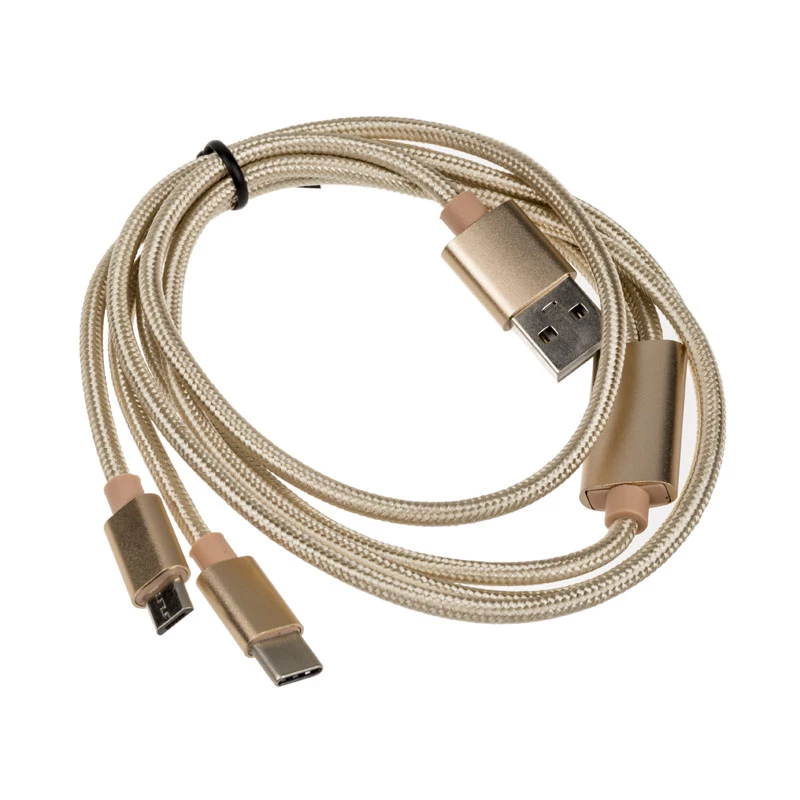 Kabel USB Akasa AK-CBUB42-12GL 1,2 m USB 2.0 USB A USB C/Micro-USB B złoty (AK-CBUB42-12GL)